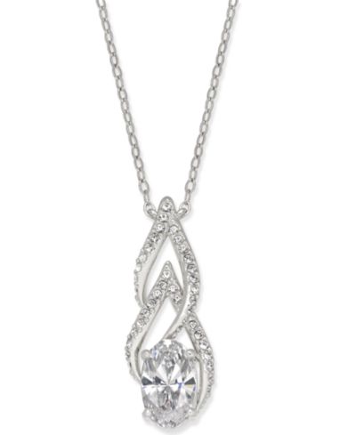 Eliot Danori Silver-Tone Cubic Zirconia Pendant Necklace, Created for Macy's