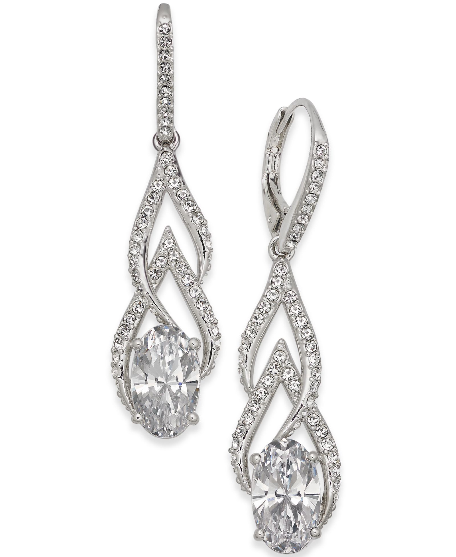 Eliot Danori Silver-Tone Crystal & Pavé Drop Earrings, Created for Macy's