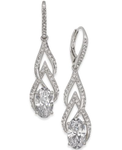 Eliot Danori Silver-Tone Crystal & Pavé Drop Earrings, Created for Macy's