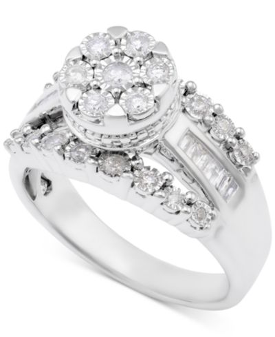 Кольцо с бриллиантом Diamond Dome Cluster Promise (1/2 ct. t.w.) из стерлингового серебра
