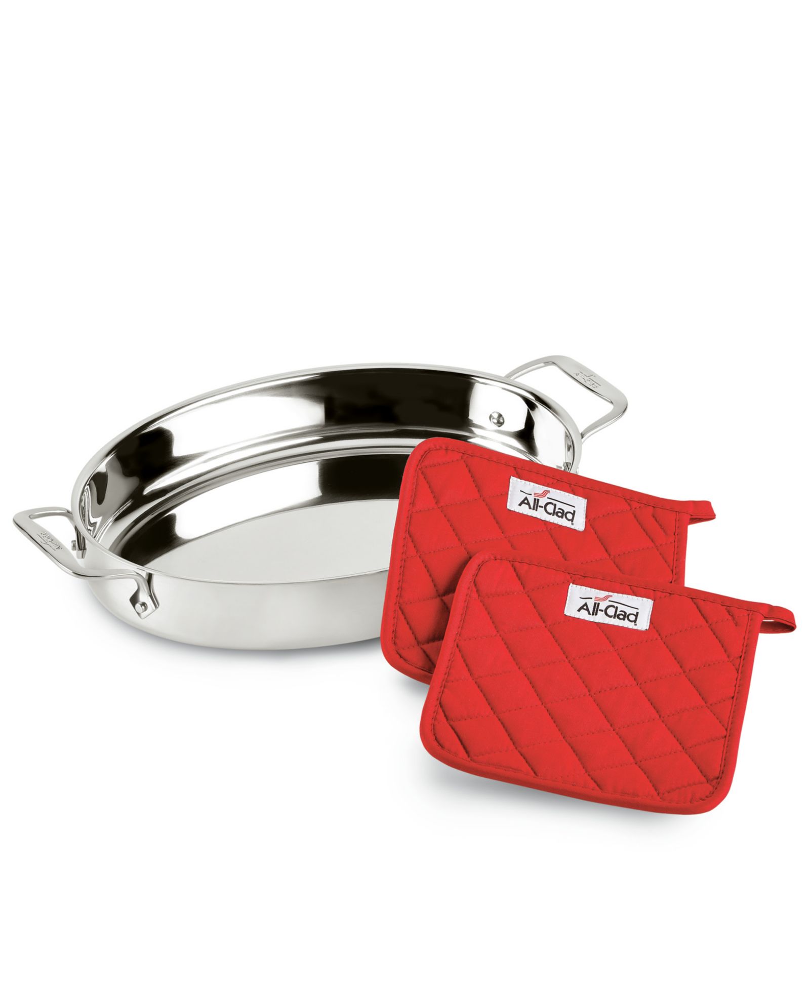 All-Clad Stainless Steel 15" Oval Baker & Pot Holder Set, Exclusively at Macy's