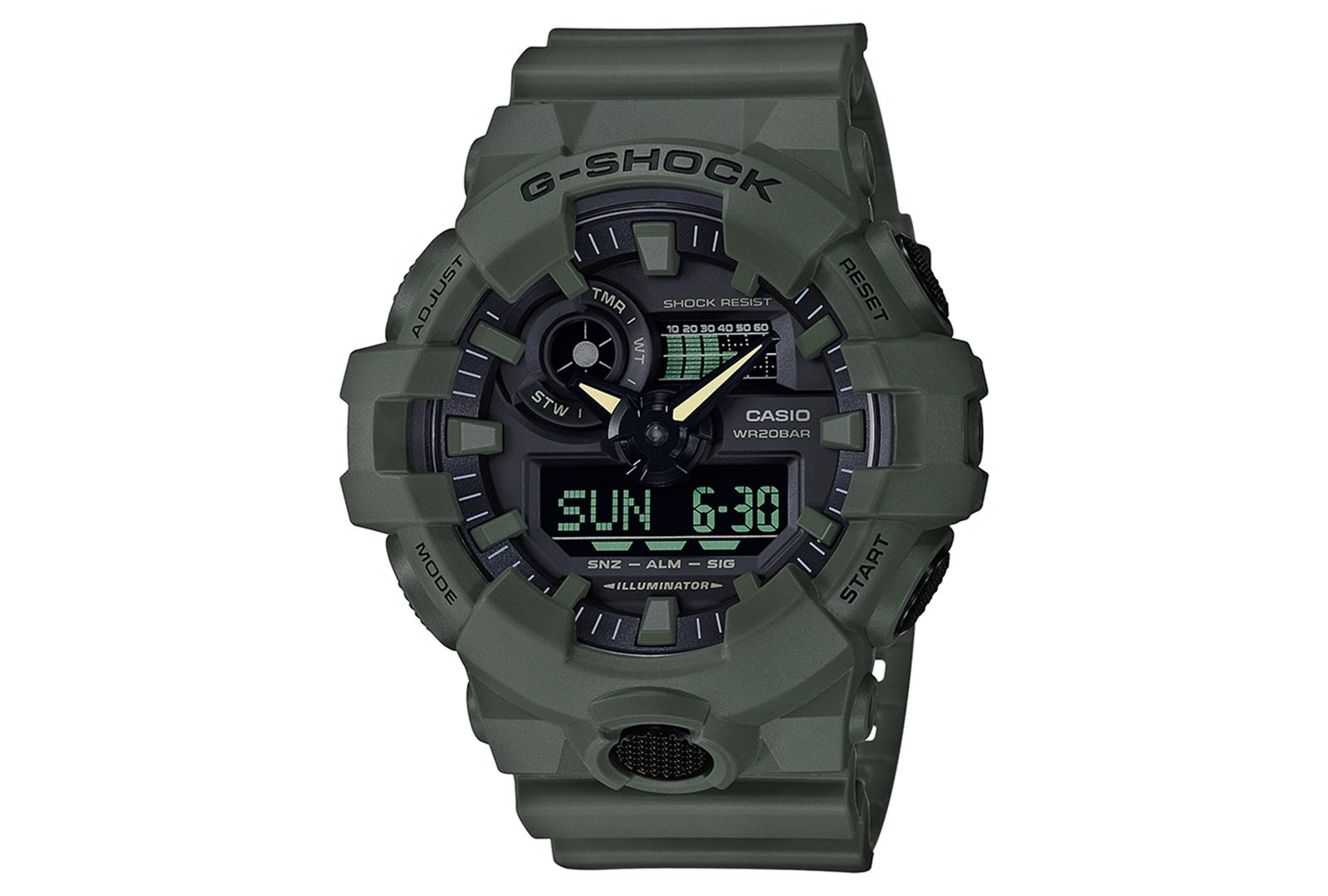 Мужские часы G-Shock Analog-Digital Green Resin Strap 53mm