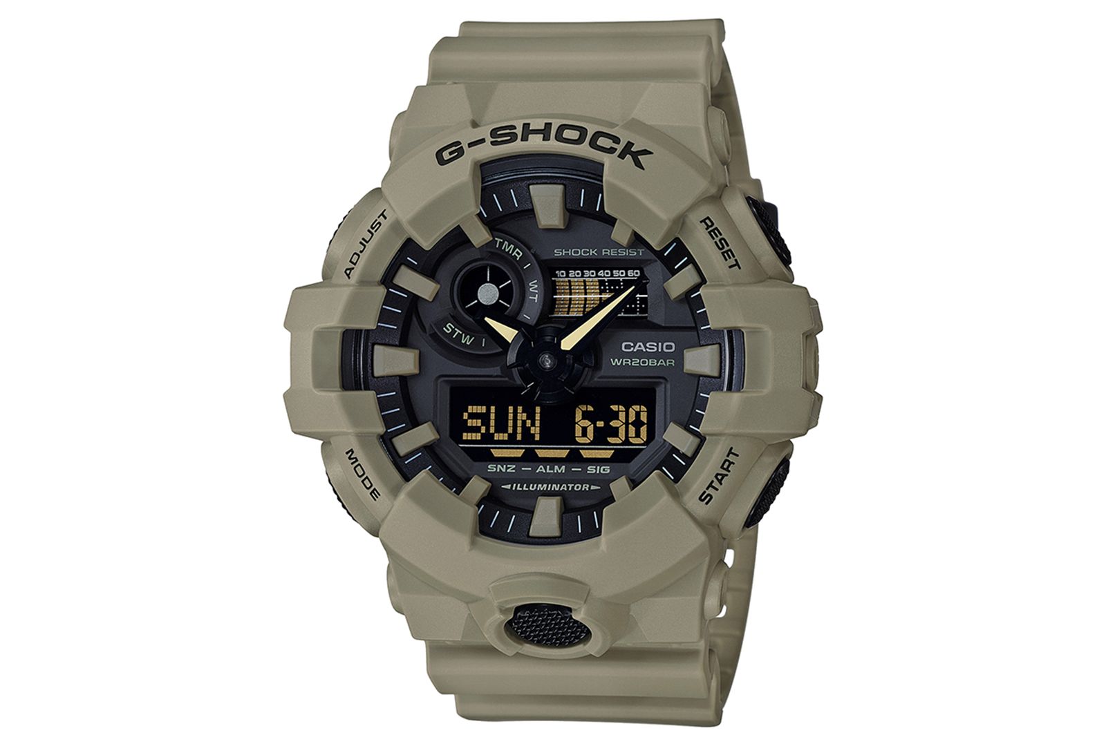 G-Shock Men's Analog-Digital Beige Resin Strap Watch 53mm
