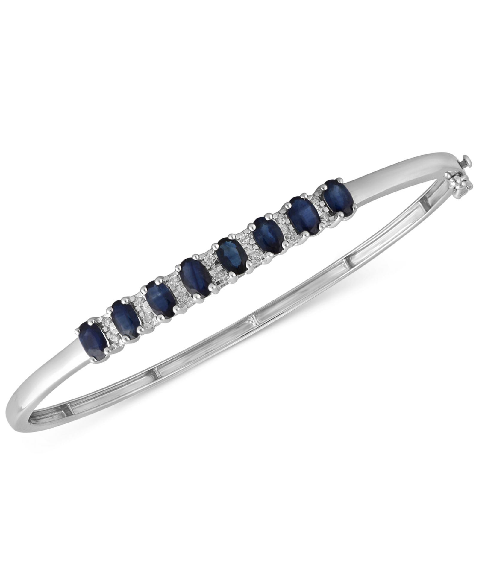Emerald (3-1/8 ct. t.w.) & Diamond (1/8 ct. t.w.) Bangle Bracelet in 14K Gold over Sterling Silver (Also Available in Ruby, Tanzanite, and Sapphire)
