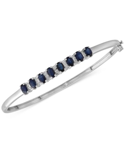 Emerald (3-1/8 ct. t.w.) & Diamond (1/8 ct. t.w.) Bangle Bracelet in 14K Gold over Sterling Silver (Also Available in Ruby, Tanzanite, and Sapphire)