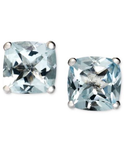 Серьги-гвоздики с аквамарином в белом золоте 14k (1-5/8 ct. t.w.)