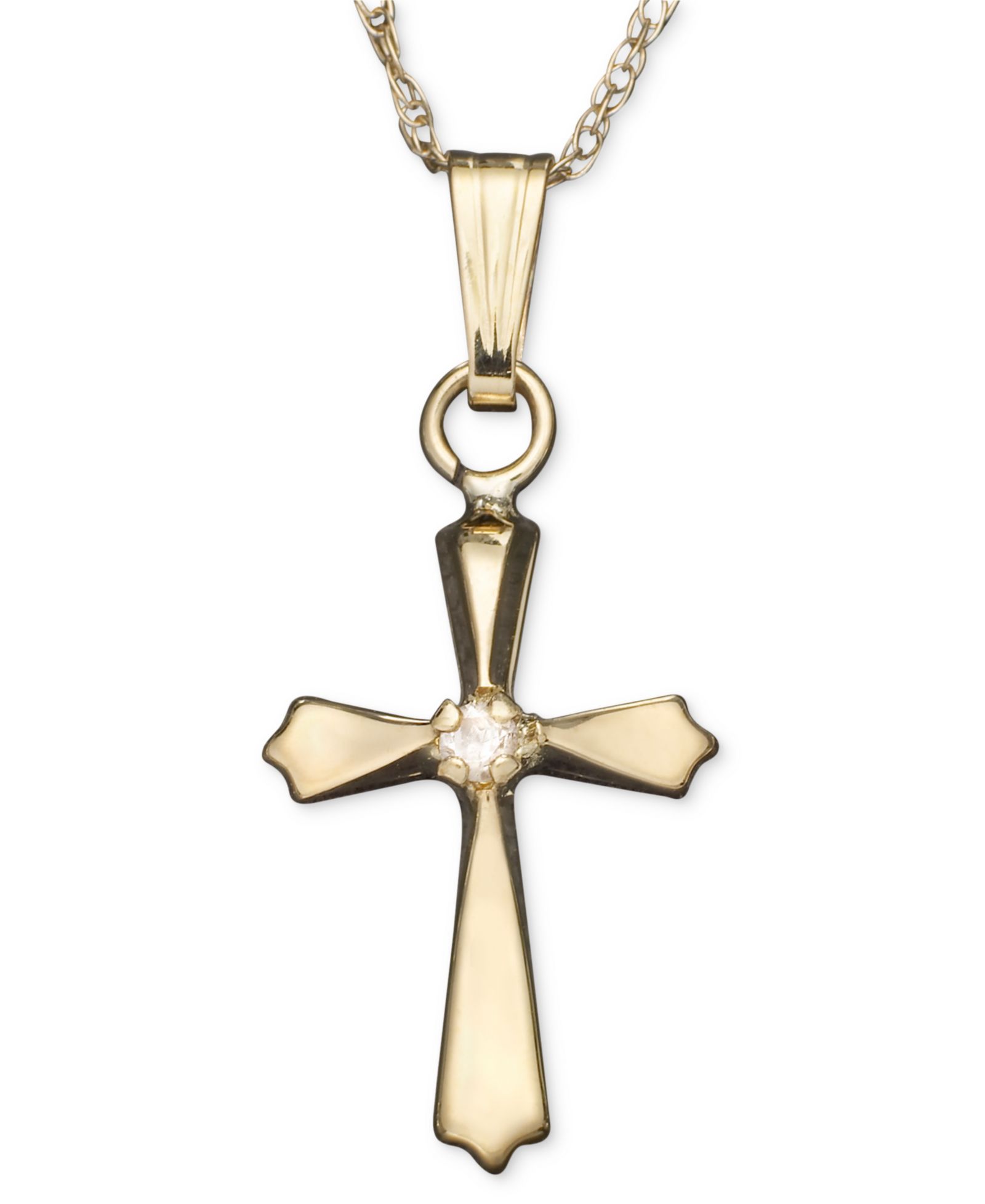 Детский кулон 14k Gold с бриллиантовым крестом