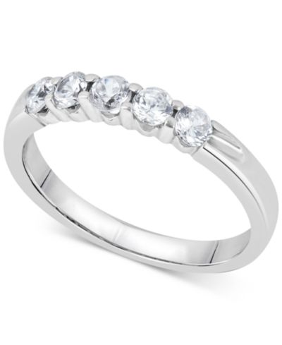 Кольцо с пятью бриллиантами (1/2 ct. t.w.) из белого или желтого золота 14k