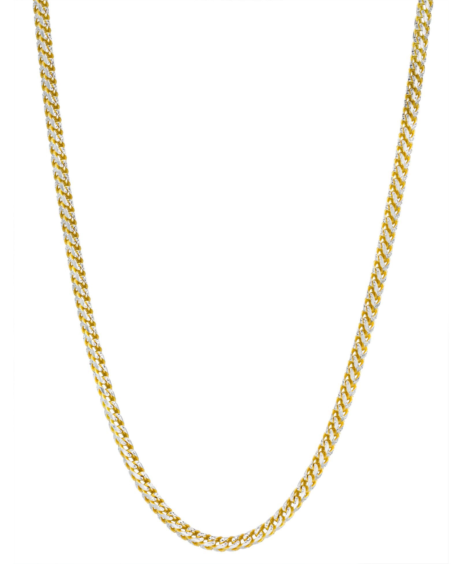 24" Two-Tone Franco Chain Necklace in 14k Gold-Plated & Sterling Silver (Also in Sterling Silver)