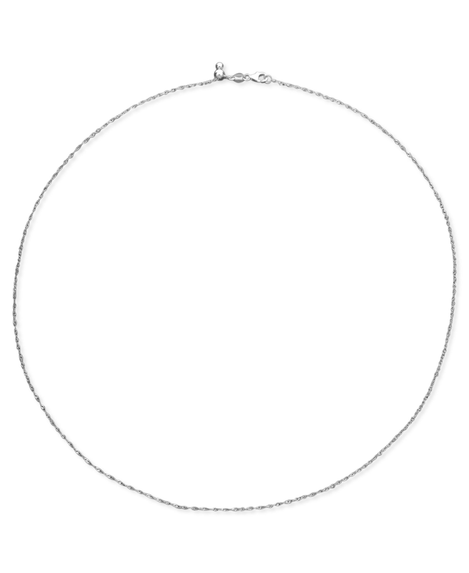 Macy's ожерелье из 14k White Gold (1-1/6mm), регулируемая цепь Singapore 16-20"