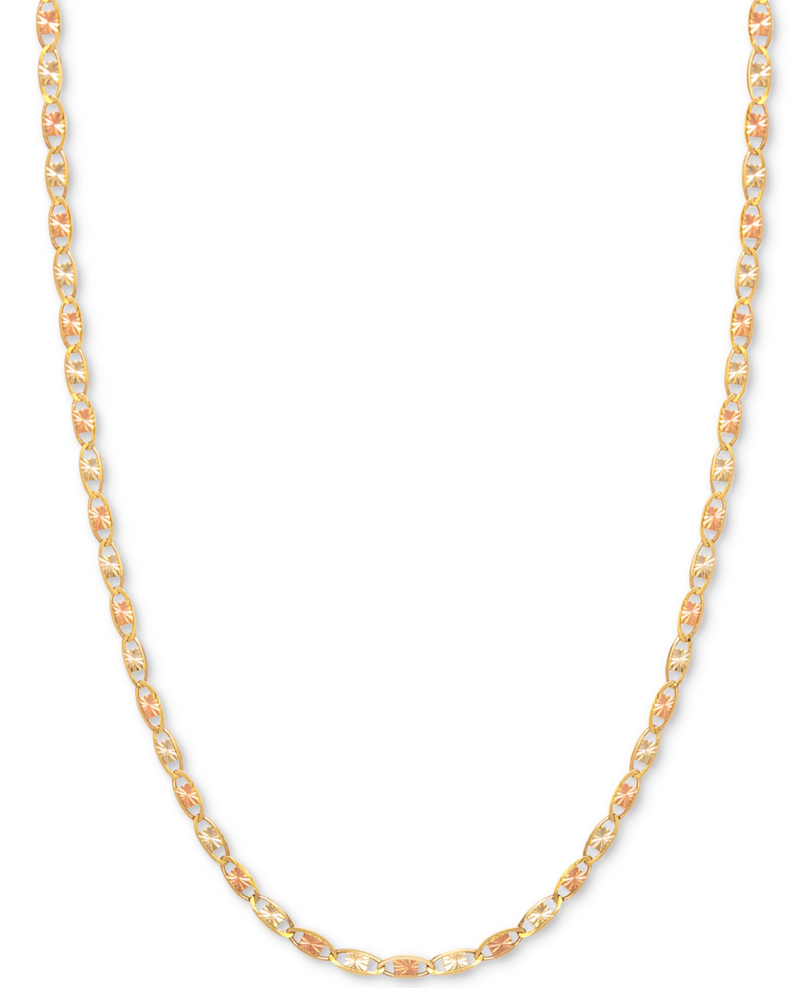 Ожерелье Valentina Tri-Color 16" Chain (1/5mm) в 14k Gold, White Gold & Rose Gold