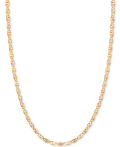 Ожерелье Valentina Tri-Color 16" Chain (1/5mm) в 14k Gold, White Gold & Rose Gold