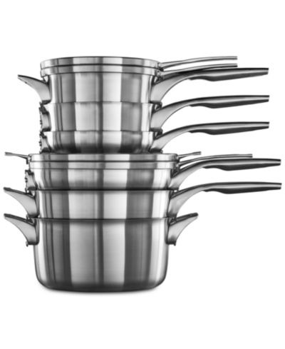 Набор кухонной посуды из нержавеющей стали Calphalon Premier 10-Pc. Space-Saving