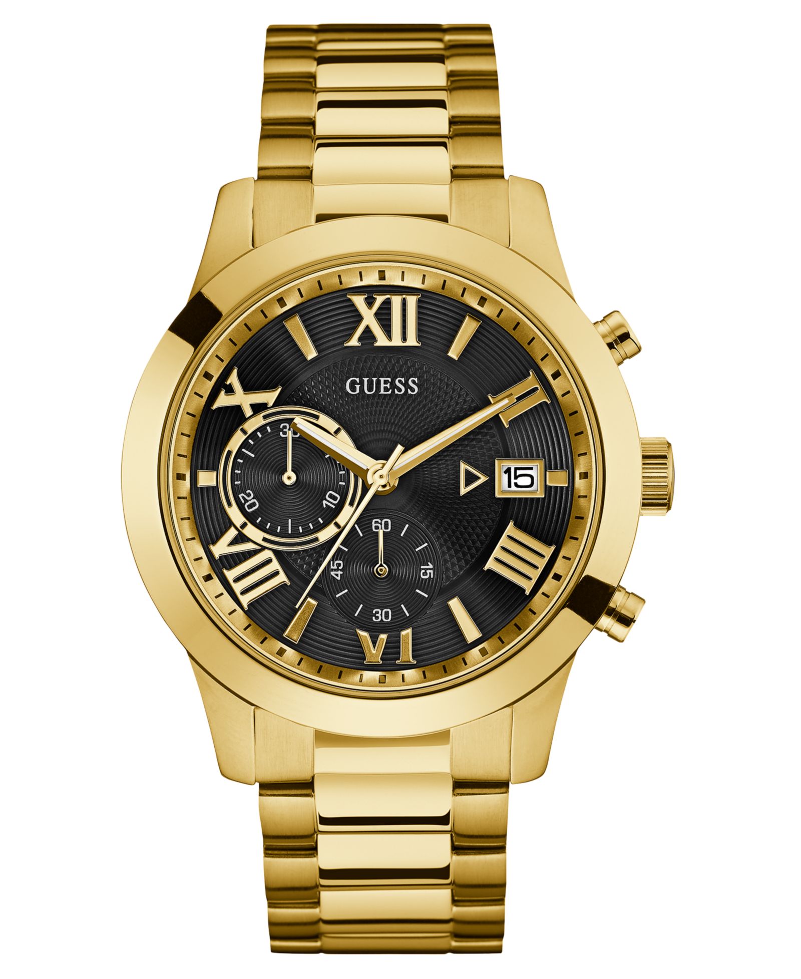 GUESS Мужские часы Chronograph Gold-Tone Stainless Steel Bracelet 45mm