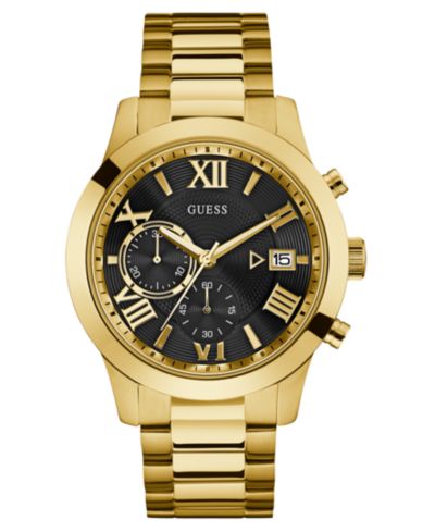 GUESS Мужские часы Chronograph Gold-Tone Stainless Steel Bracelet 45mm