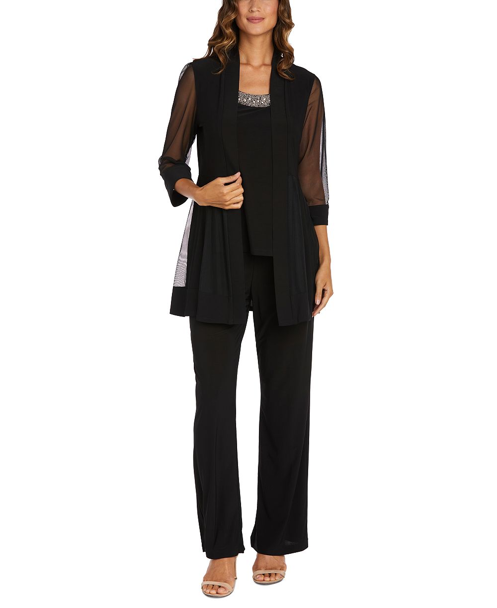 R & M Richards Embellished Layered-Look Pantsuit