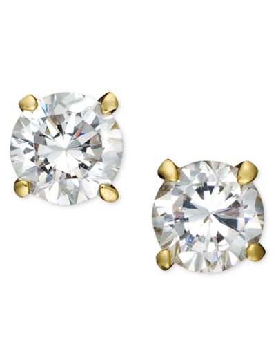 Серьги Giani Bernini из 18k золота и стерлингового серебра, круглые пусеты с кубическим цирконием (1/2 ct. t.w.)