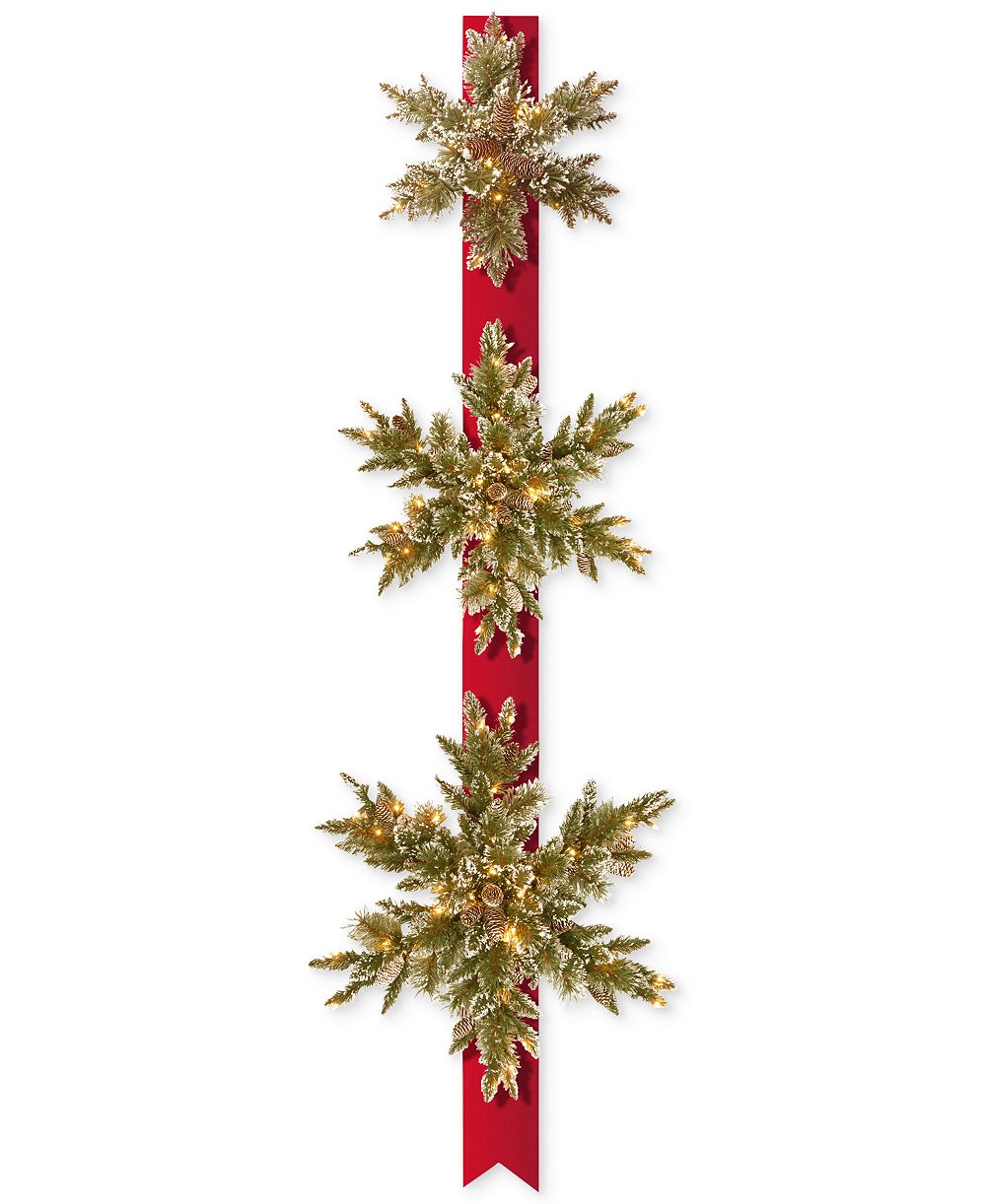 National Tree Company Triple Snowflake Door Décor Piece With 100 Battery-Operated Twinkle LED Lights