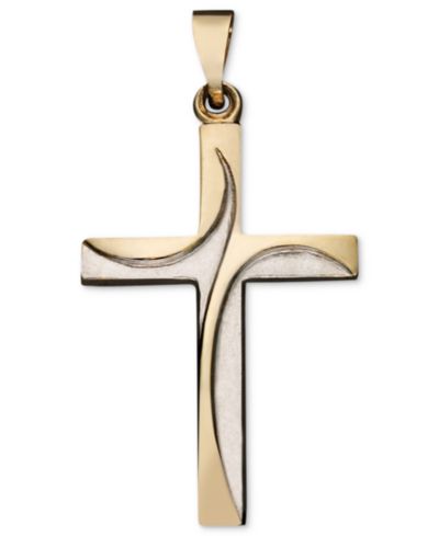 Подвеска-кулон Swirl Cross из желтого и белого золота 14k
