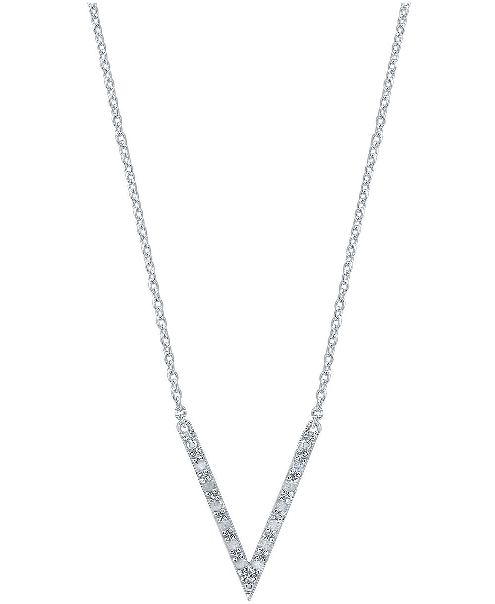 Diamond "V" Necklace (1/10 ct. t.w.) in Sterling Silver
