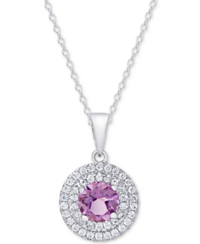 Подвеска с аметистом (1-1/3 ct. t.w.) и белым топазом (3/8 ct. t.w.) из стерлингового серебра