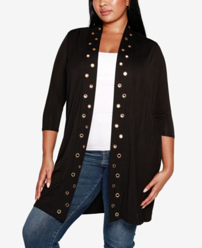 Belldini Plus Size Grommet-Trim Duster Cardigan Sweater