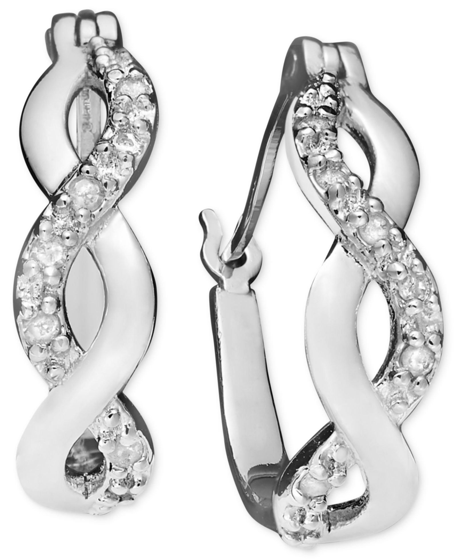 Серьги Diamond Infinity Hoop Extra Small 18k Gold and Sterling Silver (1/10 ct. t.w.)