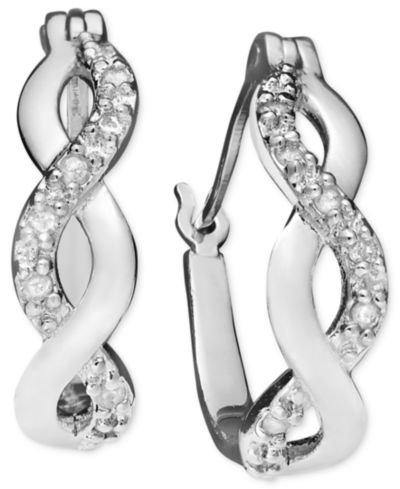 Серьги Diamond Infinity Hoop Extra Small 18k Gold and Sterling Silver (1/10 ct. t.w.)