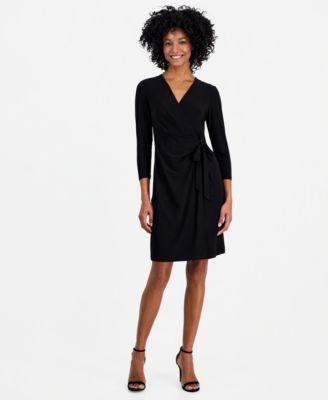 Женское принтованное платье Anne Klein с рукавом 3/4 и запахом