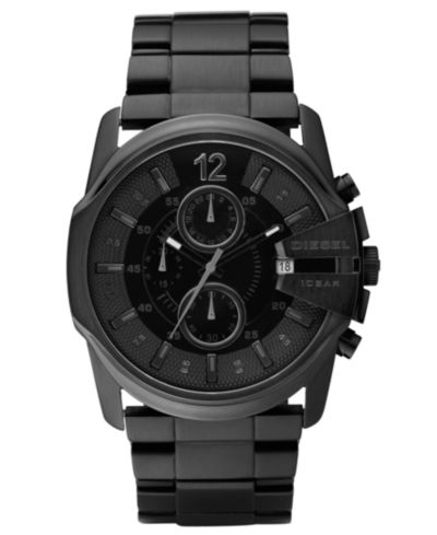 Diesel Mens Chronograph Black Ion Plated Stainless Steel Bracelet Watch 49x45mm DZ4180