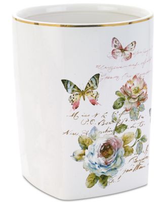 Avanti Butterfly Garden Ceramic Wastebasket