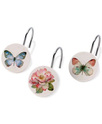 Avanti Butterfly Garden Ceramic 12-Pc. Shower Curtain Hooks
