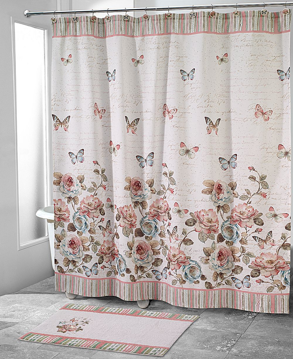 Занавеска для душа Avanti Butterfly Garden Printed, 72" x 72"