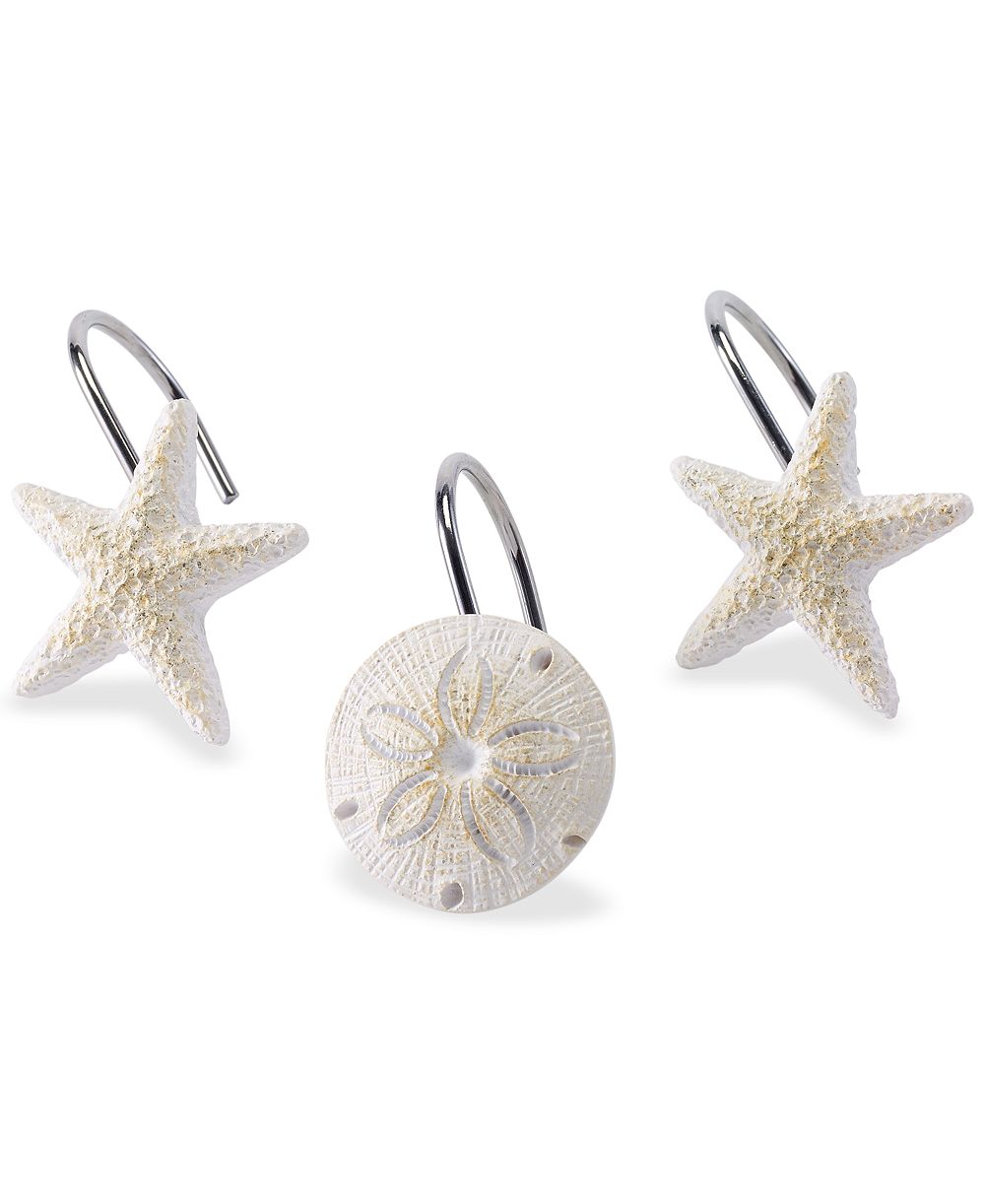 Крючки для шторки в душе Avanti Beachcomber Seashells из смолы, 12 предметов