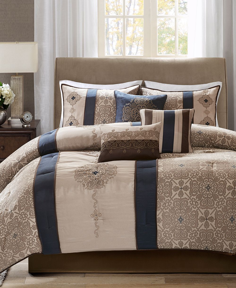 Madison Park Donovan Jacquard Medallion Comforter Set, Queen, набор из 7 шт.
