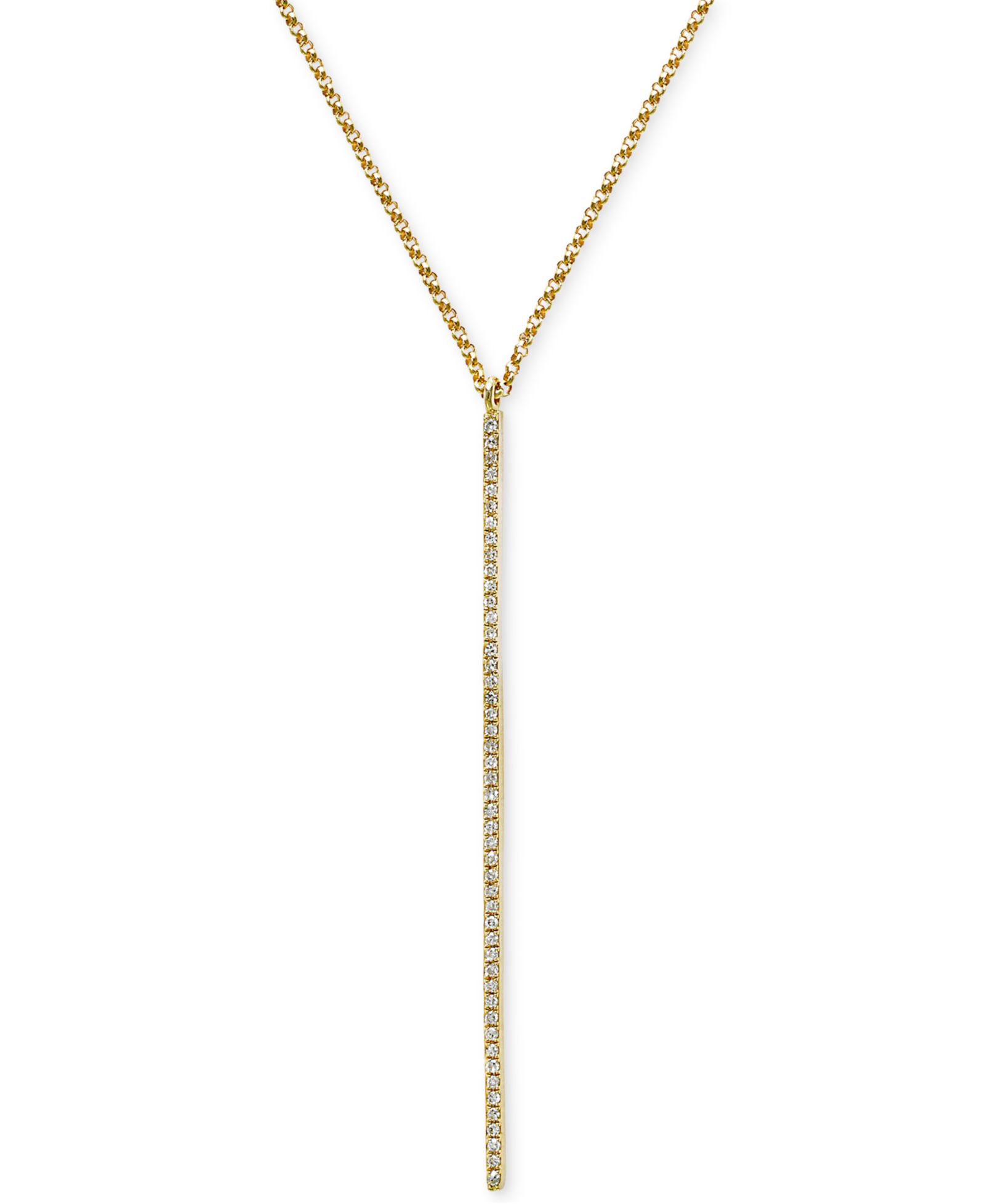 Pavé Rose by EFFY® Diamond Vertical Bar Pendant Necklace (1/8 ct. t.w.) in 14k Rose, Yellow, and White Gold