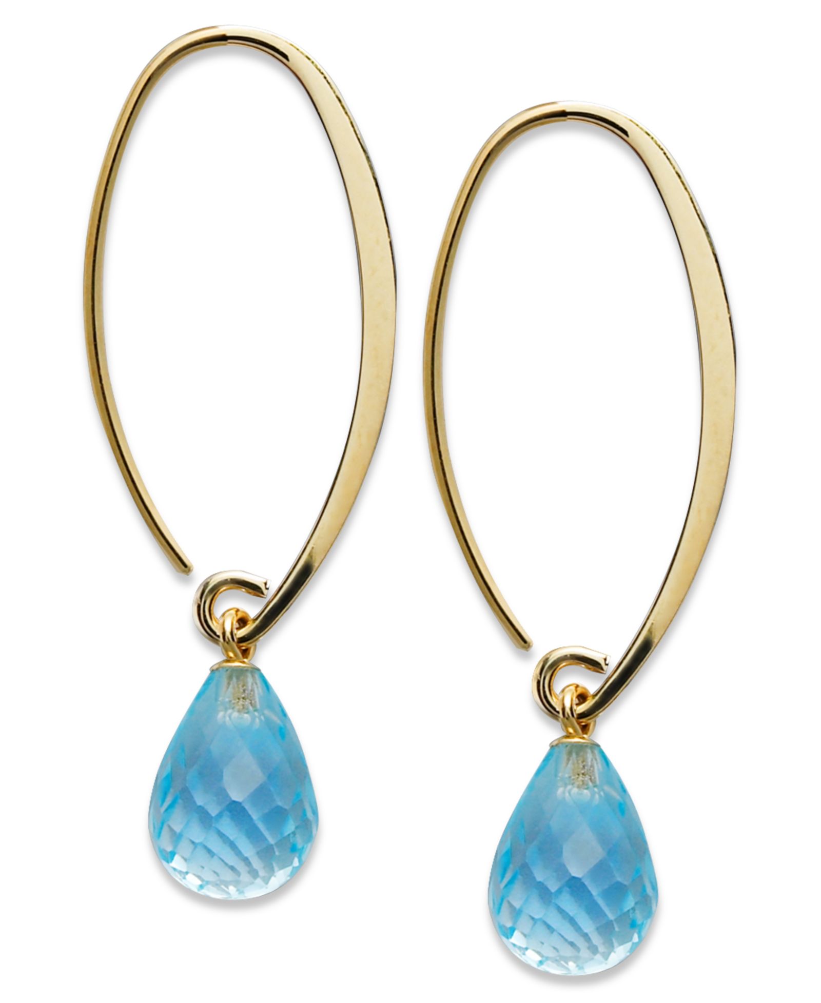 Серьги-кольца с цитрином в 14k Gold (также доступны с аметистом, голубым топазом и перидотом)