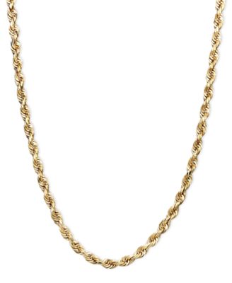 Lightweight Rope Chain 24" Necklace (1-3/4mm) in 14k Yellow Gold