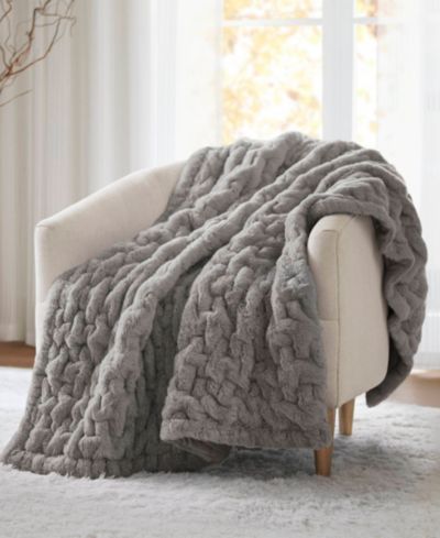 Madison Park реверсивный плед из искусственного меха с сборками 50" x 60"