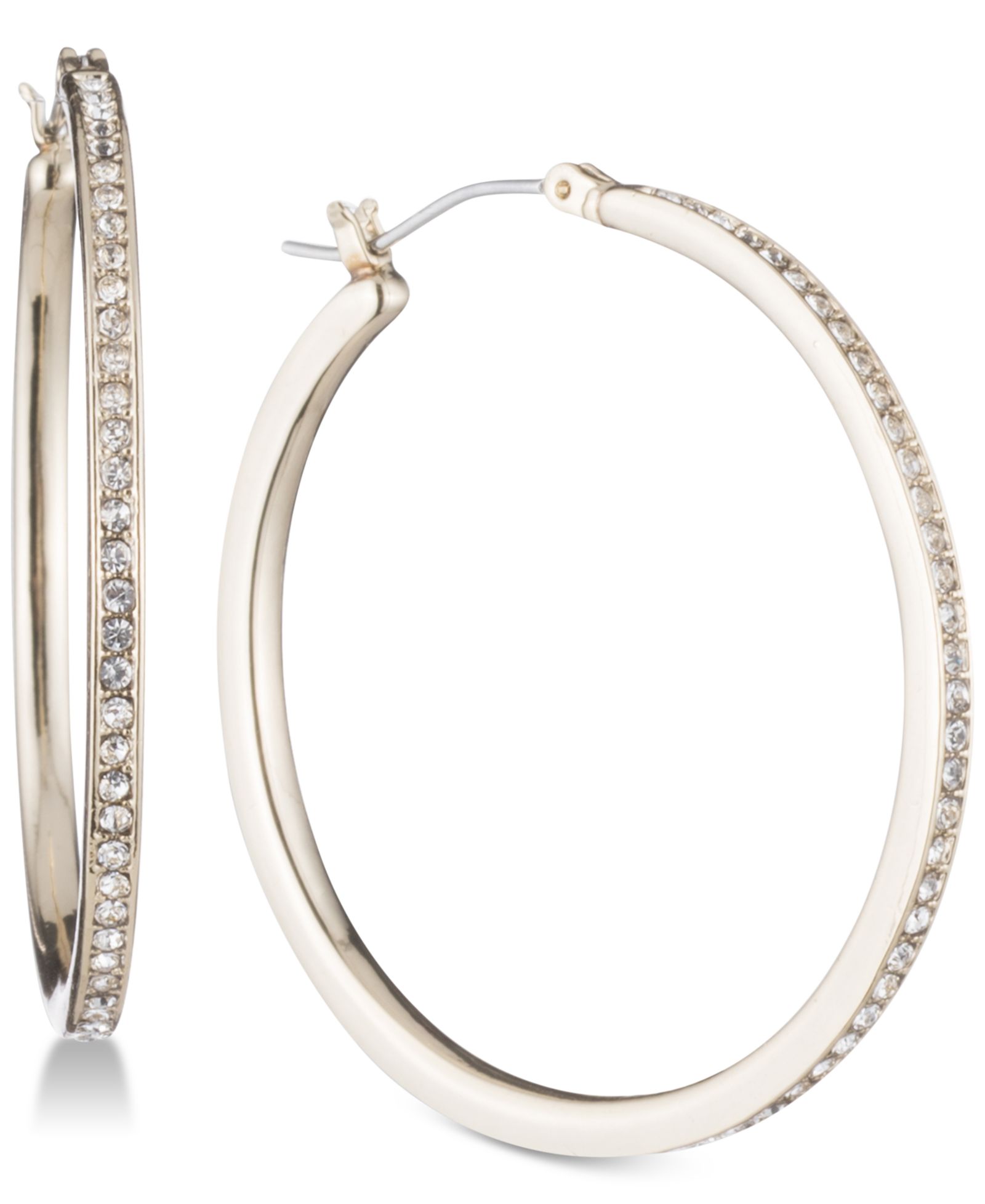 DKNY Золотистые серьги-кольца Pavé 1" Skinny Hoop