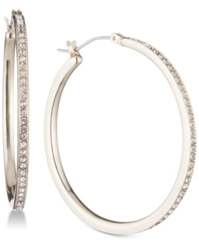 DKNY Золотистые серьги-кольца Pavé 1" Skinny Hoop