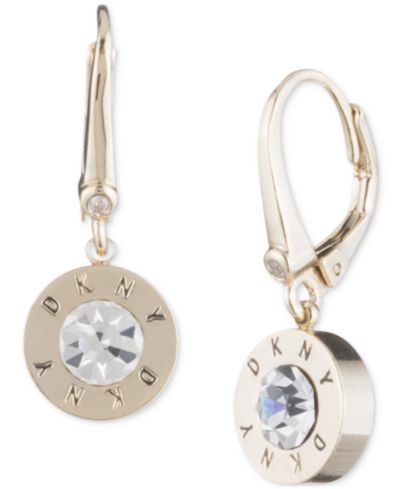 DKNY Crystal Logo Drop Earrings