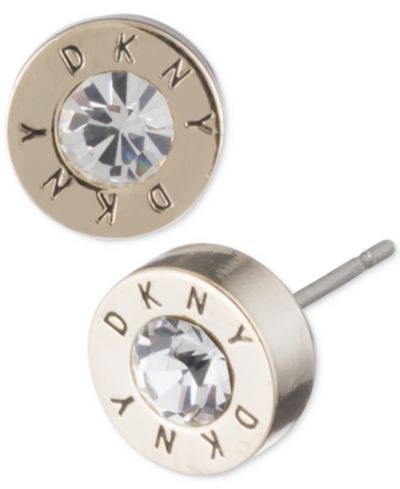 DKNY Logo Crystal Ring Stud Earrings