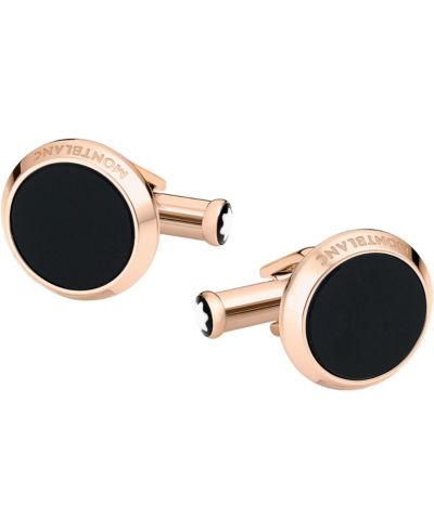 Montblanc Men's Meisterstück Red-Gold Stainless Steel and Onyx Inlay Cuff Links