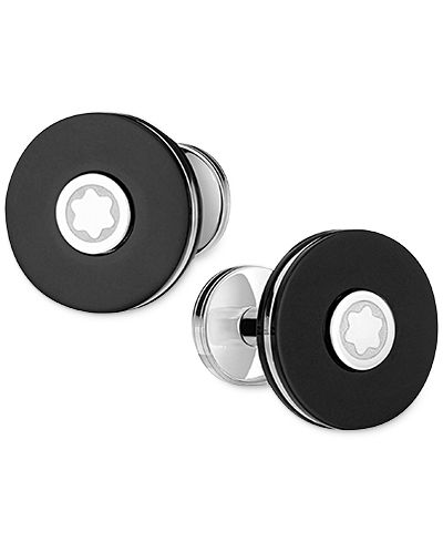 Мужские запонки Montblanc Men's Pix Stainless Steel & Black Resin