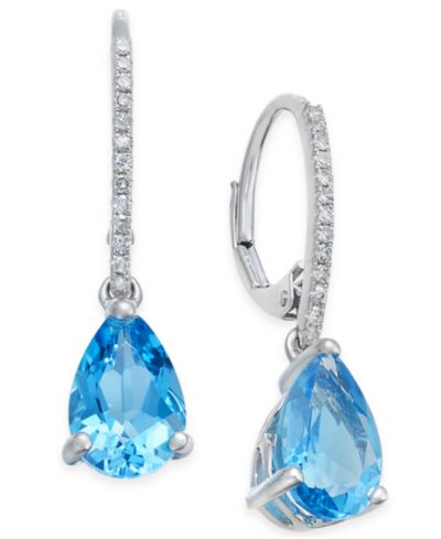 Серьги-подвески с мистическим топазом (2-1/2 ct. t.w.) и бриллиантом (1/10 ct. t.w.) в золоте 14k