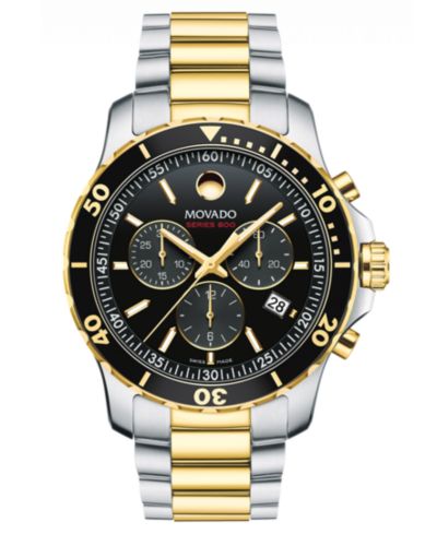 Movado Men's Swiss Chronograph Series 800 Two-Tone PVD Stainless Steel Bracelet Diver Watch 42mm