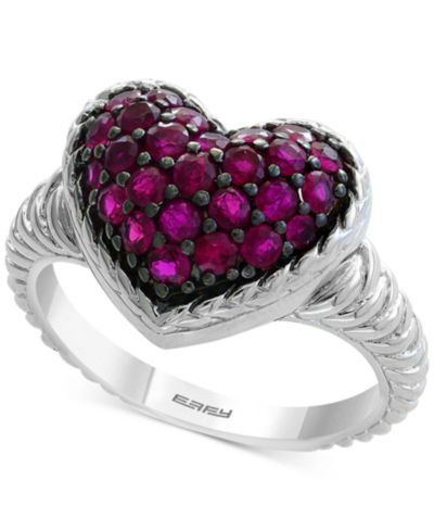 Кольцо EFFY® Ruby Cluster Heart (1 ct. t.w.) из стерлингового серебра