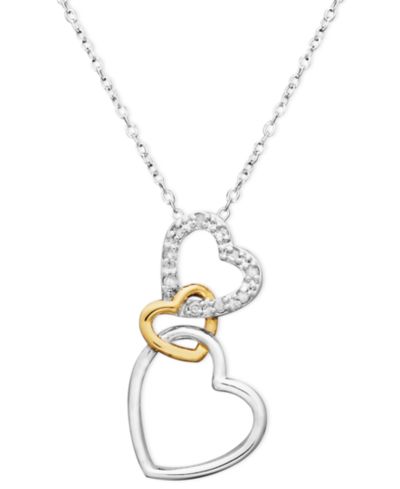 Золотая подвеска-сердце из 18k Gold over Sterling Silver, с бриллиантовым акцентом