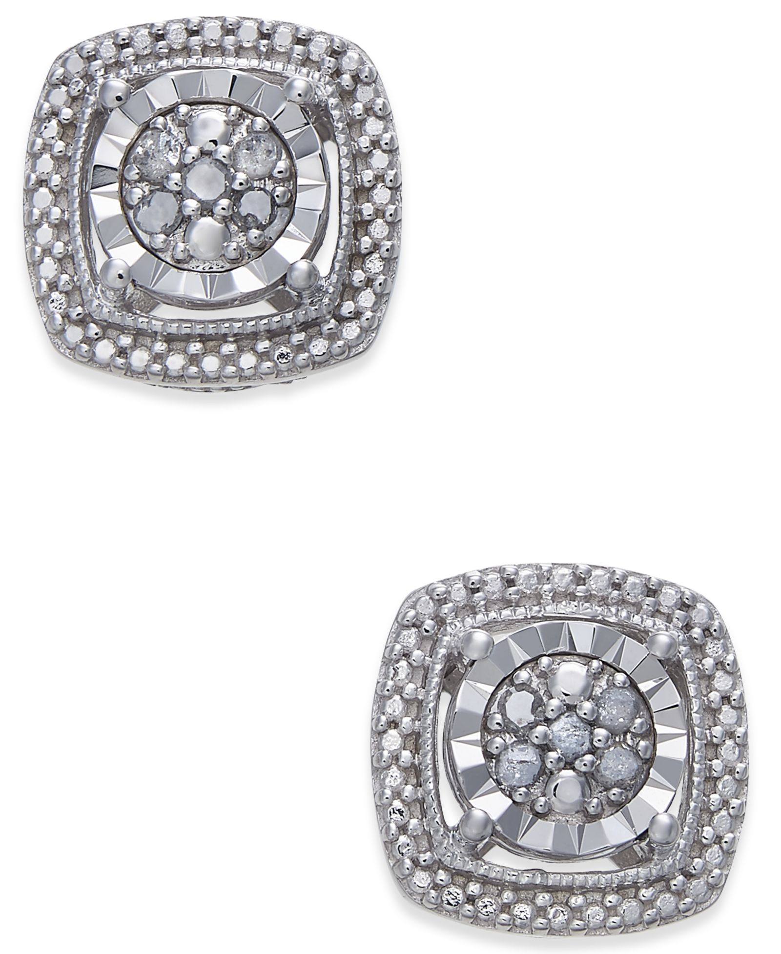 Серьги-гвоздики Diamond Cluster Miracle Plate из Sterling Silver (1/10 ct. t.w.)